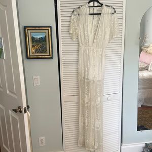 White lace maxi romper